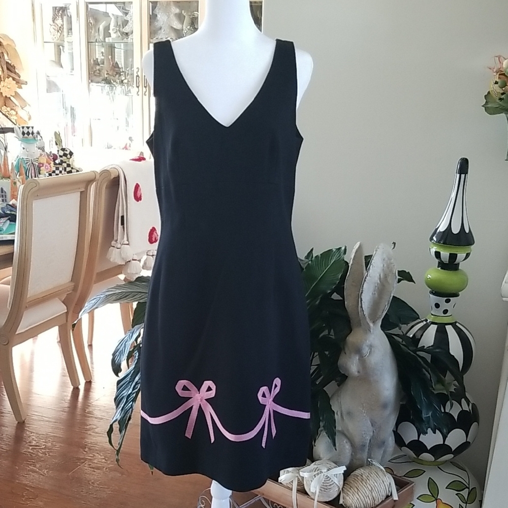 Laundry By Shelli Segal Black Dress with Pink Bow Details